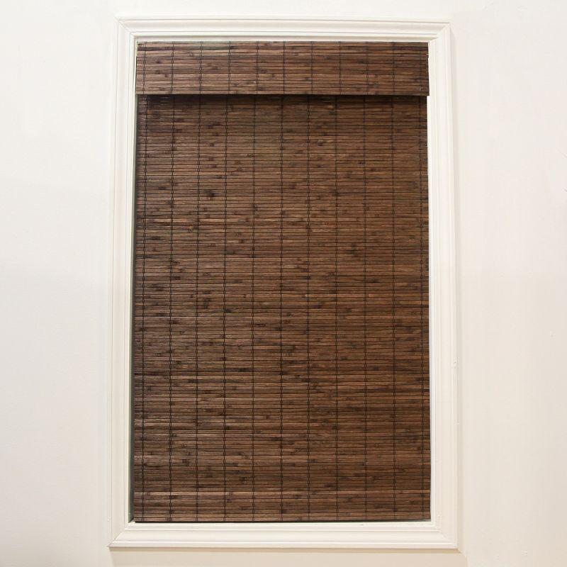 Cordless Blackout Woven Bamboo Roman Shade, 30" x 64", Cocoa