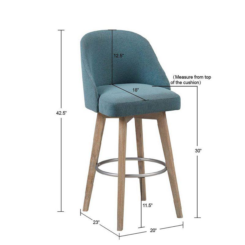 Elegant Blue Swivel Counter Stool with Metal Footrest