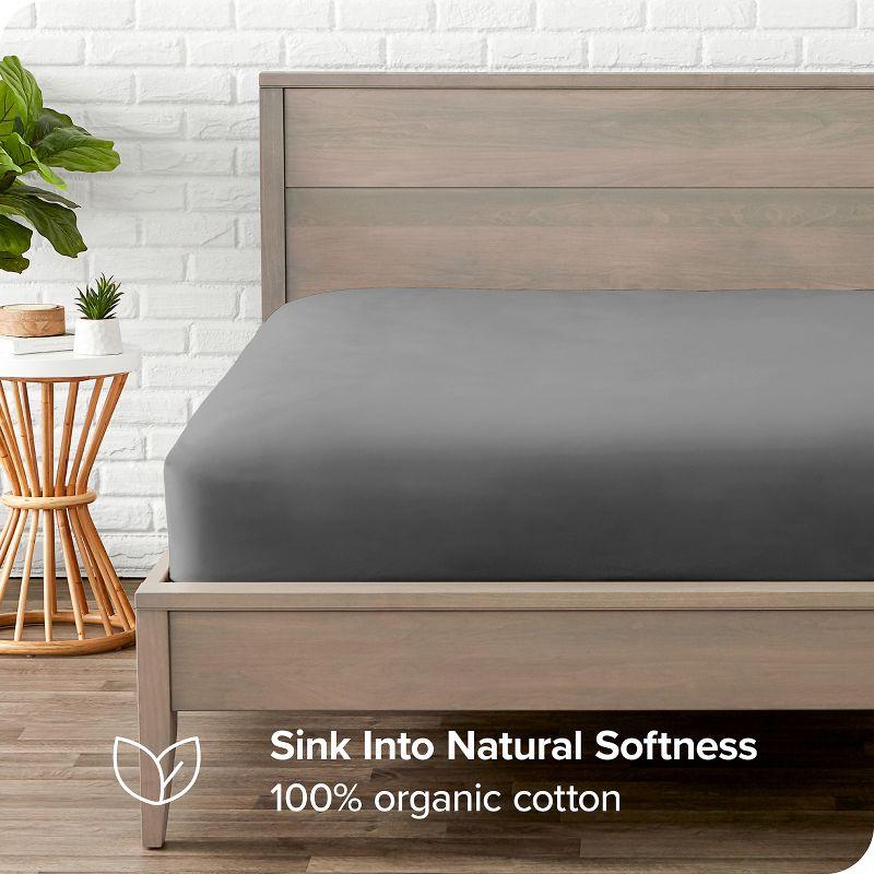 Bare Home Organic Sateen Machine Woven Fitted Sheet