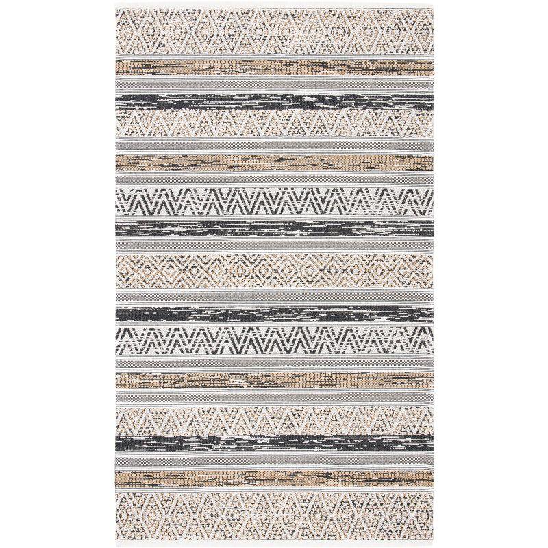 Augustine Ivory Geometric Flatweave Synthetic Area Rug 53"x65"