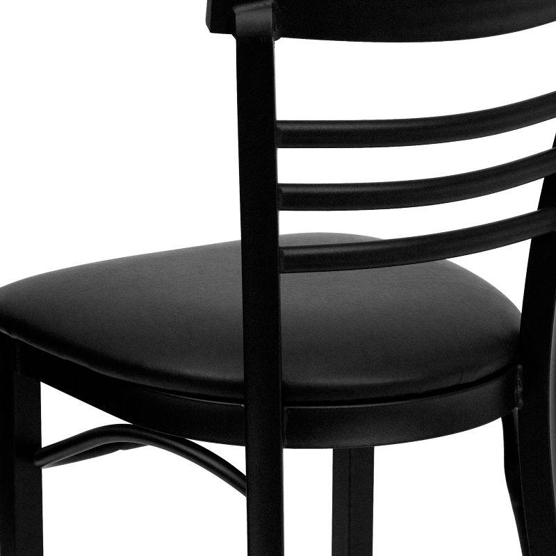 Flash Furniture Black Three-Slat Ladder Back Metal Restaurant Chair