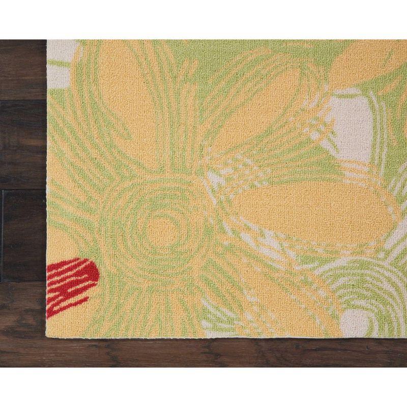 Nourison Home & Garden Flower Indoor Outdoor Runner Rug Green 2'3" x 8'