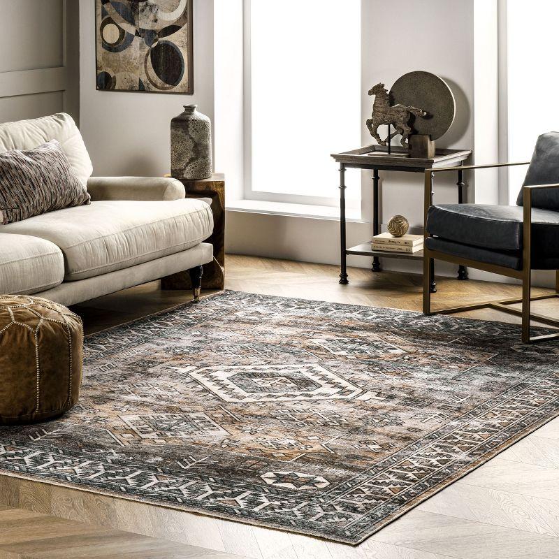 Ivory 8' x 10' Stain-Resistant Synthetic Washable Rug