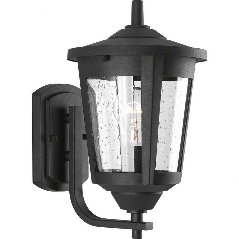 Progress Lighting, East Haven, 1-Light, Outdoor Wall Lantern, Black, Seeded Glass Shade