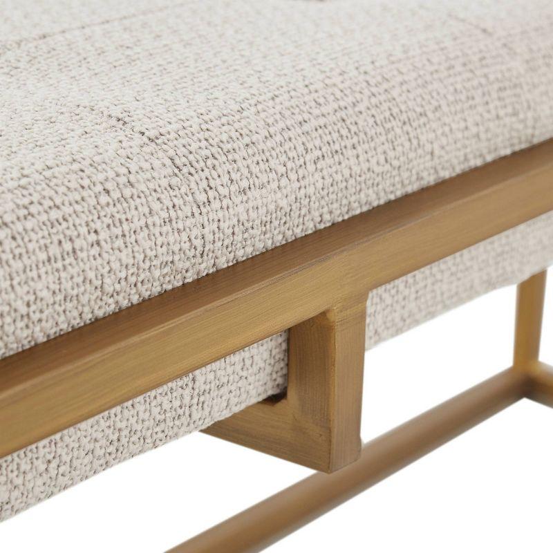 Padma Accent Bench Brown/Antique Bronze - Madison Park: Upholstered, Mid-Century, Metal Frame