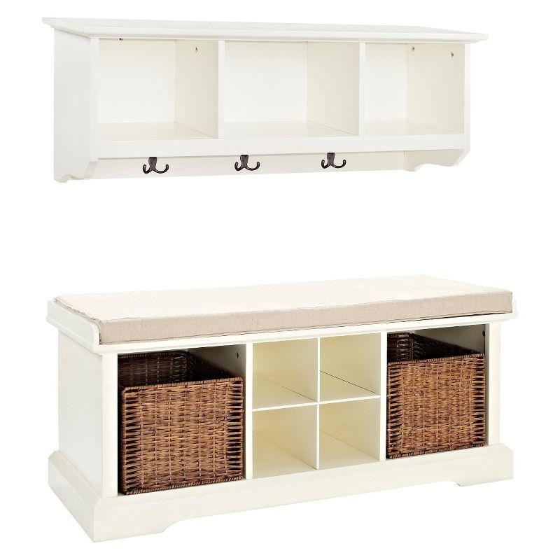 2pc Brennan Entryway Bench and Shelf Set White - Crosley