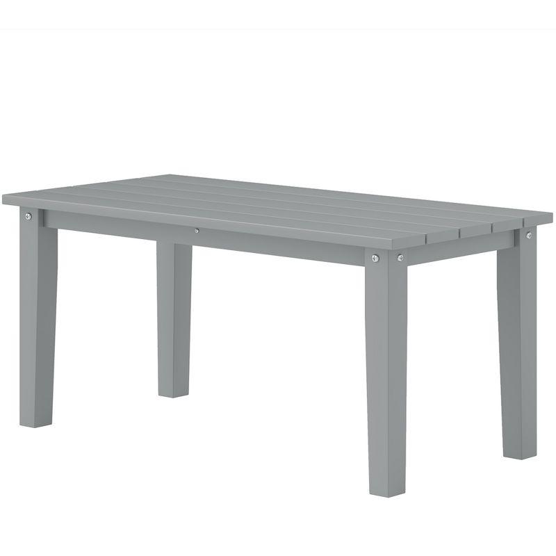 Outsunny HDPE Outdoor Coffee Table, Rectangle All-Weather Patio Coffee Table, Slatted Outdoor Patio Table for Garden, Balcony, Backyard, Gray
