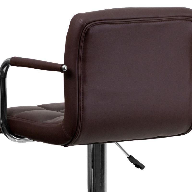 Flash Furniture Contemporary Quilted Vinyl Adjustable Height Barstool with Arms and Chrome Base