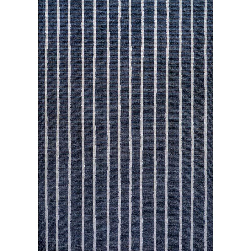5' x 8' Rand Distressed Ticking Stripe Machine-Washable Area Rug, Navy/Ivory - JONATHAN Y