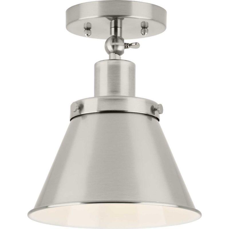 Progress Lighting, Hinton Collection, 1-Light, Semi-Flush Mount Ceiling Light, Brushed Nickel, Metal Shade