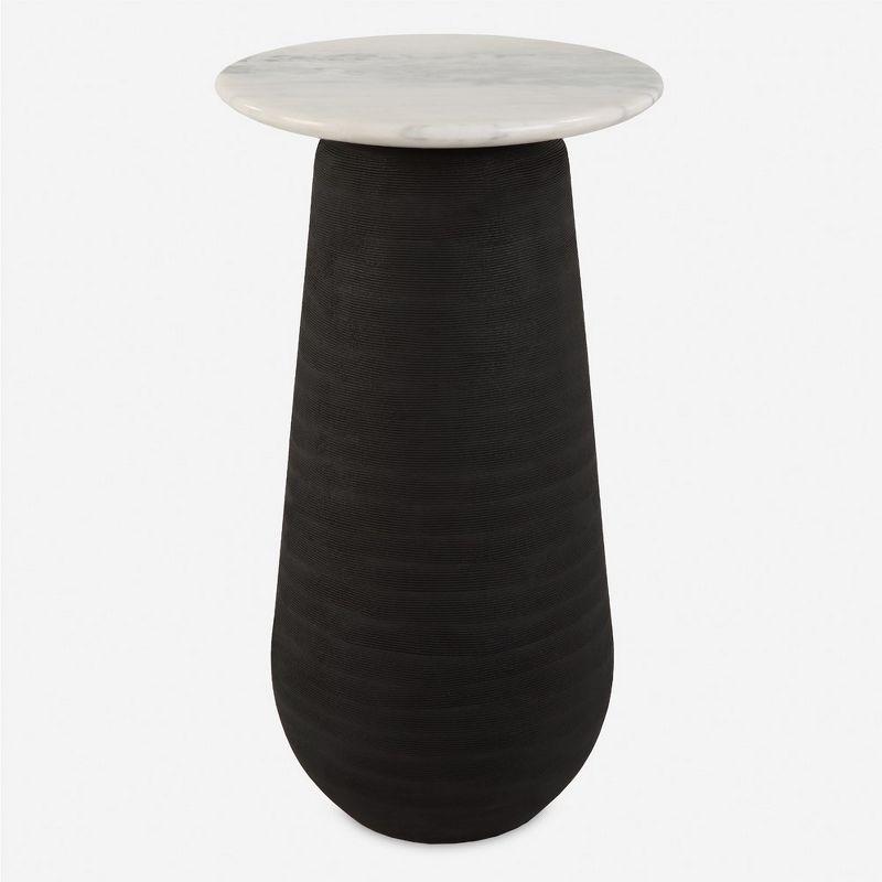 Round Black and White Marble Accent Table