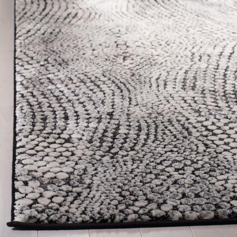 Gray Abstract High Pile Synthetic Area Rug