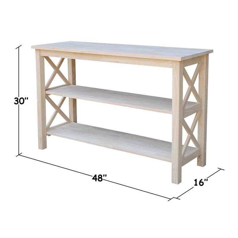 Elegant Hampton Solid Parawood Console Table with Dual Shelves