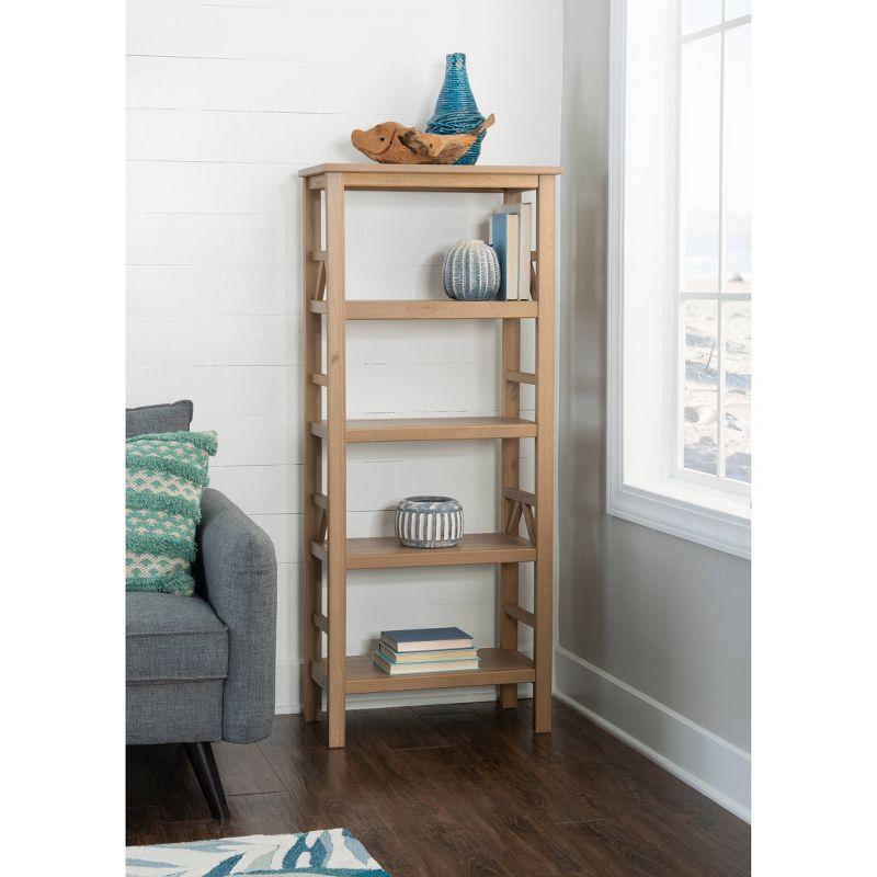 54.45" Original PT - Titian Transitional Solid Wood Display and Storage Bookshelf Driftwood - Linon