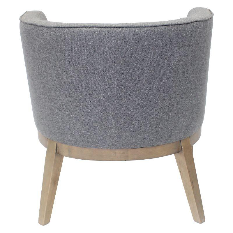 Elegant Slate Gray Barrel Accent Chair in Velvet and Wood