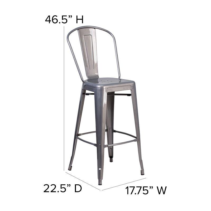 Flash Furniture Lincoln 30'' High Indoor Bar Height Stool with Back with Poly Resin Wood Seat