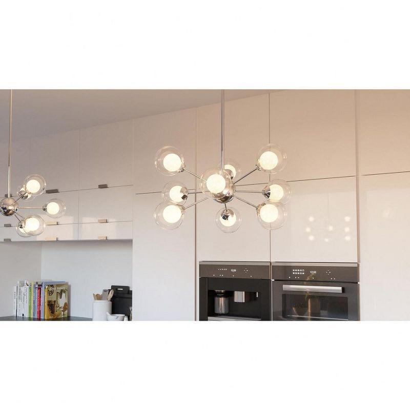 Retro Reimagined Sputnik Polished Chrome Pendant Light with Ice Glass Spheres