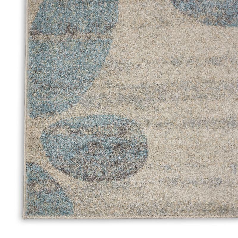 Serene Botanical Ivory & Light Blue 8'10" x 11'10" Viscose Area Rug