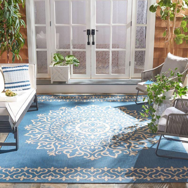 Beach House BHS183 Power Loomed Indoor/Outdoor Area Rug - Cream/Blue - 8'x10' - Safavieh