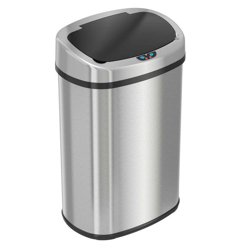 Stainless Steel Touchless Oval Trash Can with Motion Sensor Lid