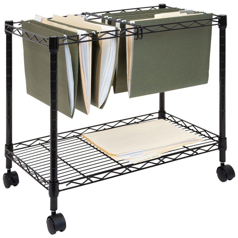 Mount-It! Mobile Rolling File Folder Cart with Wheels | Single Tier with Storage Rack and Locking Casters | Fits Letter and Legal Size Filing Folders