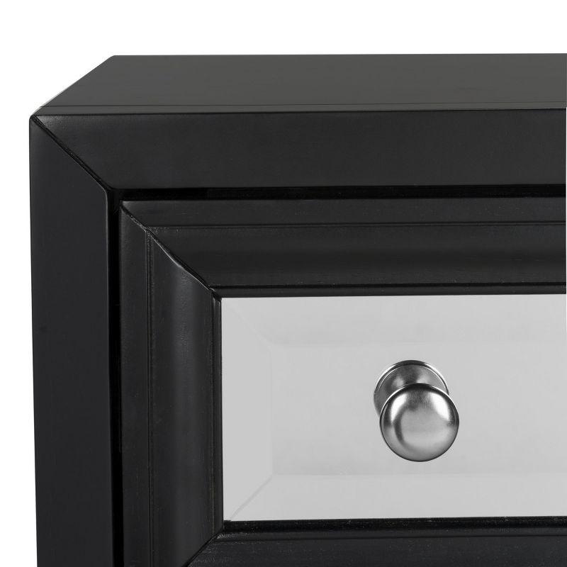 Transitional Black Mirrored 3-Drawer Chest, 25" W