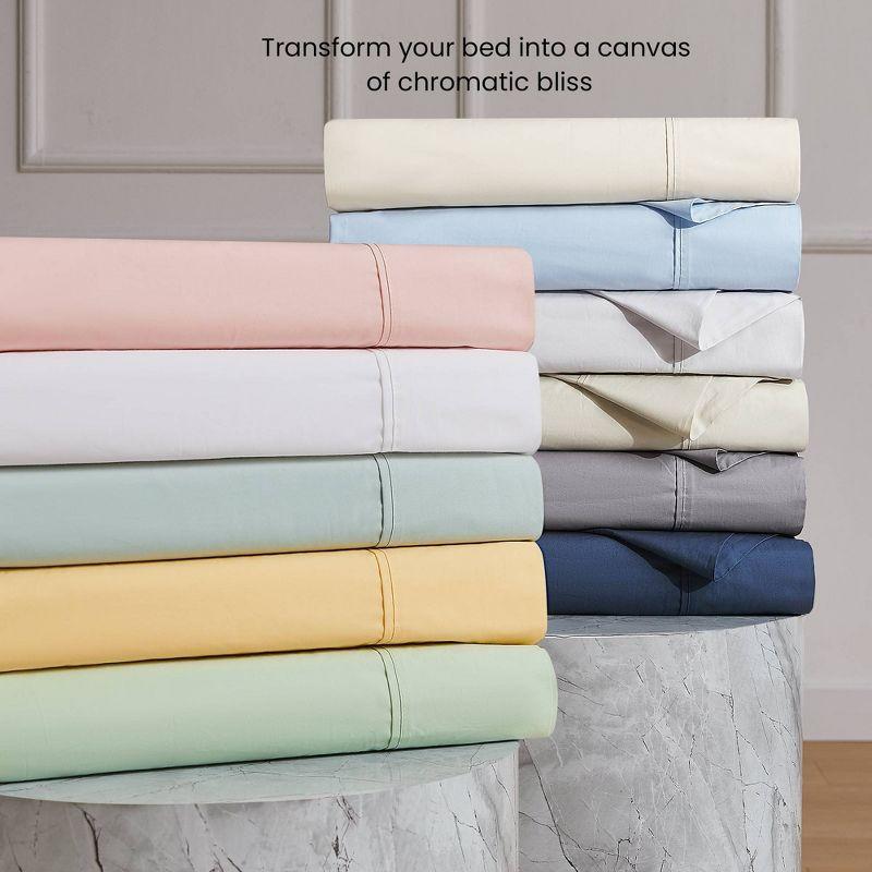 Full 400 Thread Count Ultimate Percale Cotton Solid Sheet Set Sage - Purity Home: Includes Deep Pocket Fitted Sheet, OEKO-TEX Certified