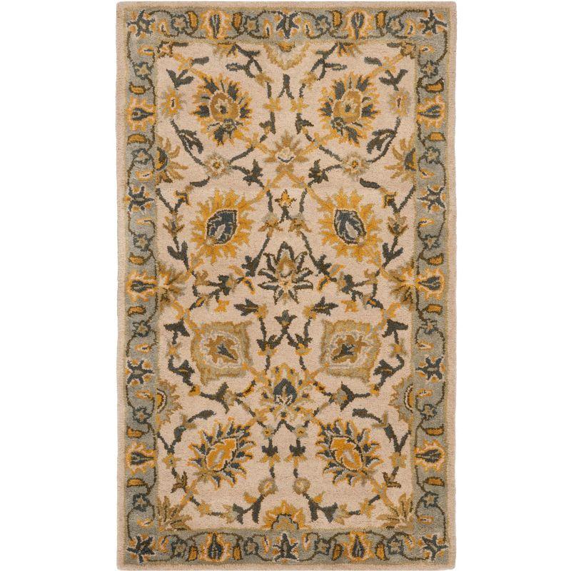 Elegant Ivory and Light Blue Wool Area Rug 8' x 10'