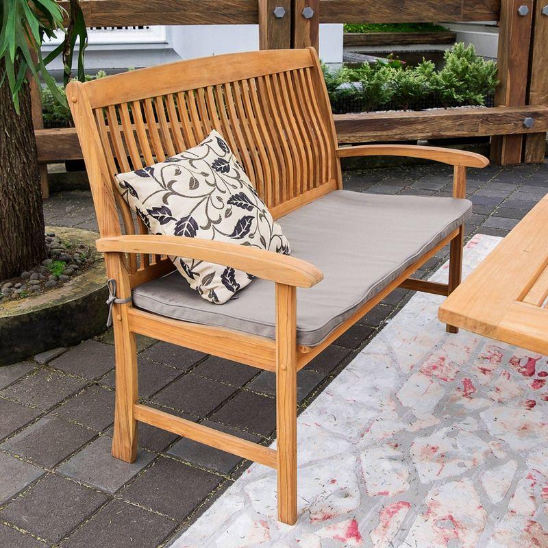 Cambridge Casual 6pc Caterina Teak Wood Outdoor Dining Set with Beige Cushion: Weather-Resistant, 2" Umbrella Hole, Galvanized Steel Hardware