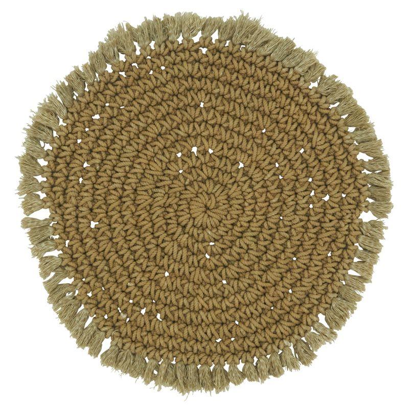 Saro Lifestyle Saro Lifestyle Macrame Placemats with Plain Design (Set of 4), Beige