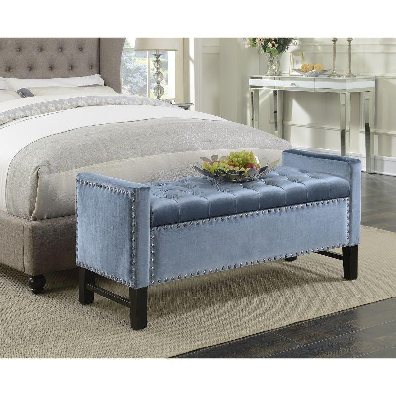 Iconic Home Velvet Storage Bench, Kurt