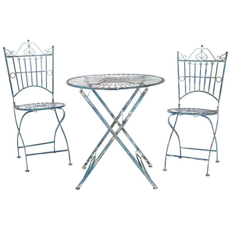 Belen Antique Blue Iron 3-Piece Outdoor Bistro Set