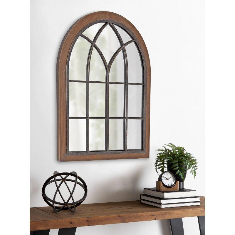 22" x 28" Nola Arch Wall Mirror Brown - Kate & Laurel All Things Decor: Modern Style, Wood Frame, Wall Mounted