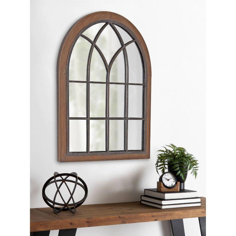 Nola 22" x 28" Rustic Brown Wood Arch Wall Mirror