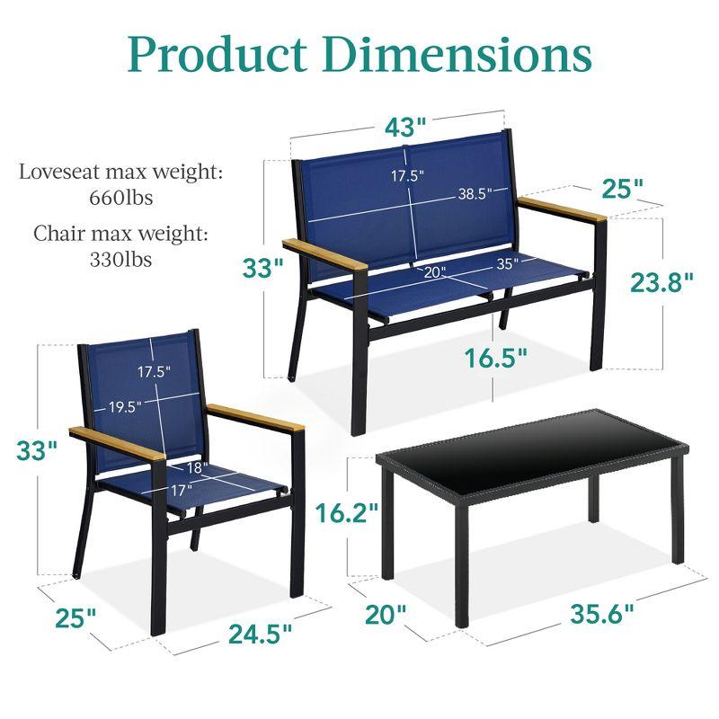 Best Choice Products 4-Piece Outdoor Textilene Patio Conversation Furniture Set w/ Loveseat, Table