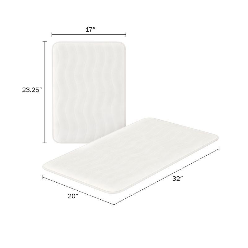 Bathroom Rug Set- 2-Piece Memory Foam Bath Mats-Wavy Microfiber Top-Non-Slip Absorbent Runner for Bathroom Kitchen by Hastings Home (White)