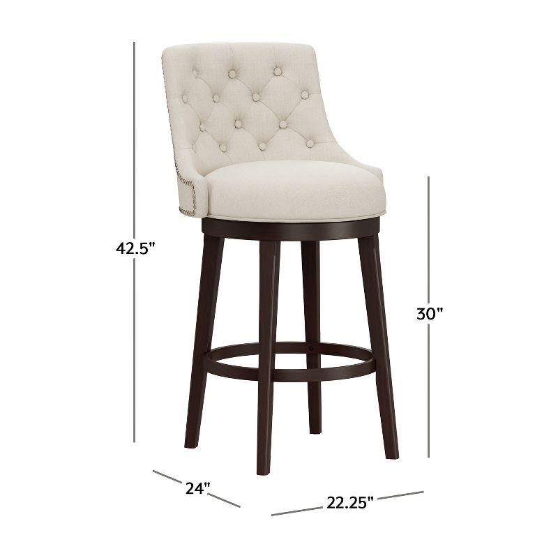 30" Halbrooke Swivel Barstool Smoke/Cream Hillsdale Furniture: Upholstered, Button Tufted, Nailhead Trim