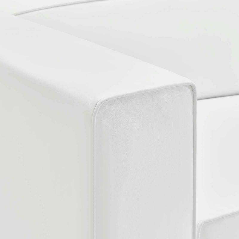 Modway Mingle Vegan Leather Right Armchair White: Modern Faux Leather, No Assembly, Wood Frame