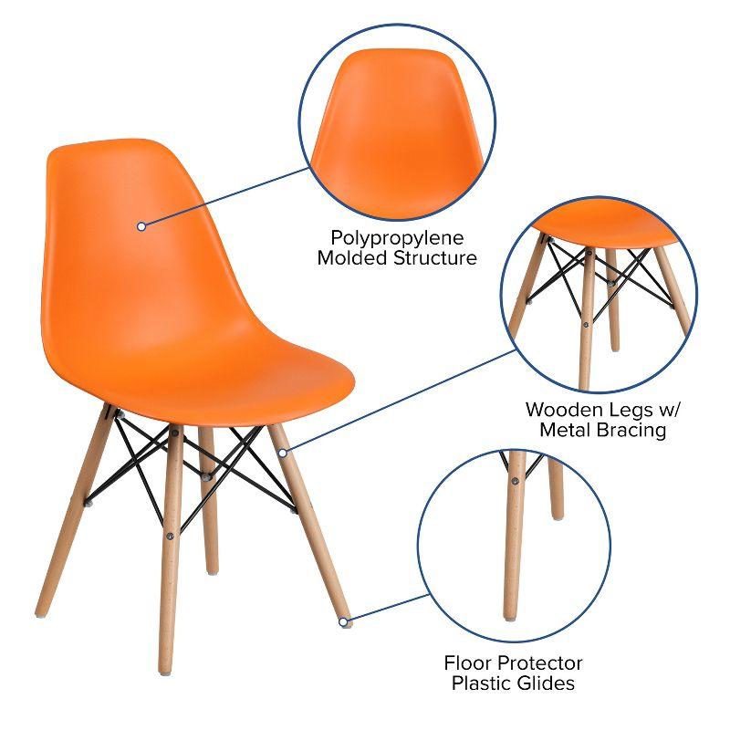 Flash Furniture Elon Series Plastic Chair with Wooden Legs for Versatile Kitchen, Dining Room, Living Room, Library or Desk Use