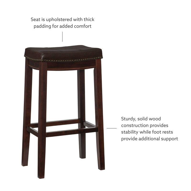 Brown Wood and Faux Leather Backless Bar Stools