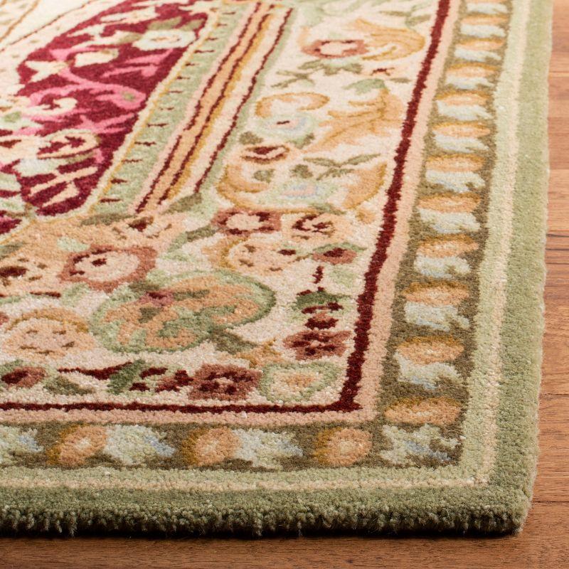 Savonnerie Red and Ivory Handmade Wool Area Rug