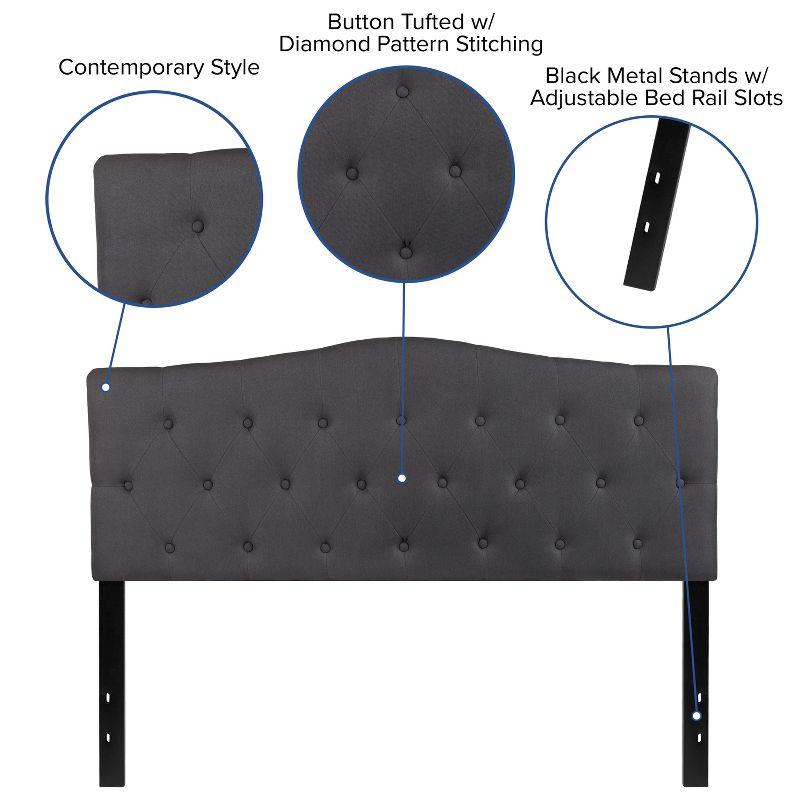 Flash Furniture Cambridge Tufted Upholstered Queen Size Headboard in Dark Gray Fabric
