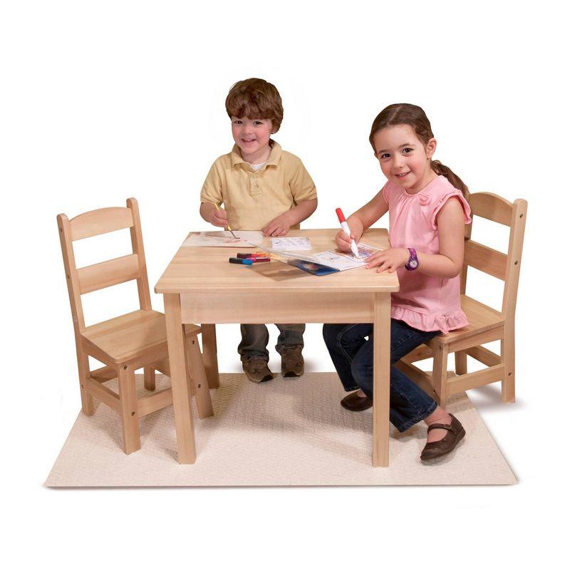 Melissa & Doug Solid Wood Table and 2 Chairs Set - Light Finish Furniture for Playroom