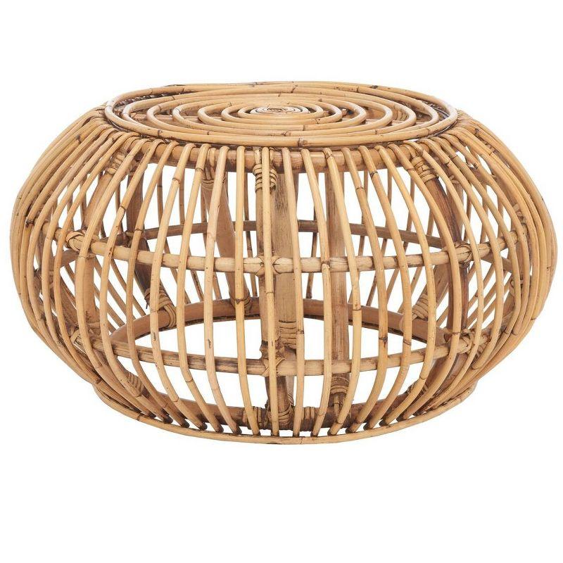 Jacynda Round Honey Brown Rattan Storage Ottoman