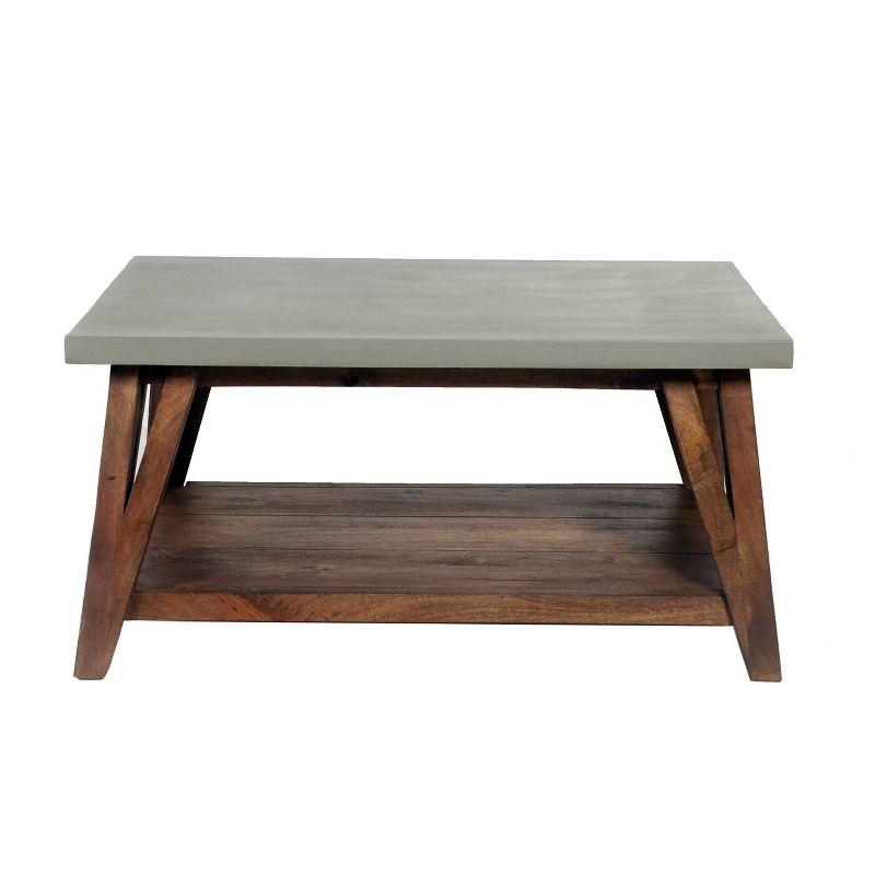 Alaterre Furniture Brookside Entryway Bench Concrete Coated Top and Wood Light Gray/Brown: Modern Industrial Design, Hardwood Frame, 300lb Capacity