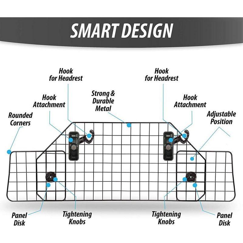 Car Dog Universal Pet Barrier - Zone Tech Premium Quality Black Heavy Duty Coated Wire Adjustable Mounted Headrest Barrier for Pet/Dog Safety
