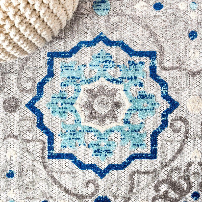 3'x5' Mediterranean Medallion Indoor/Outdoor Area Rug, Blue/Gray - JONATHAN Y