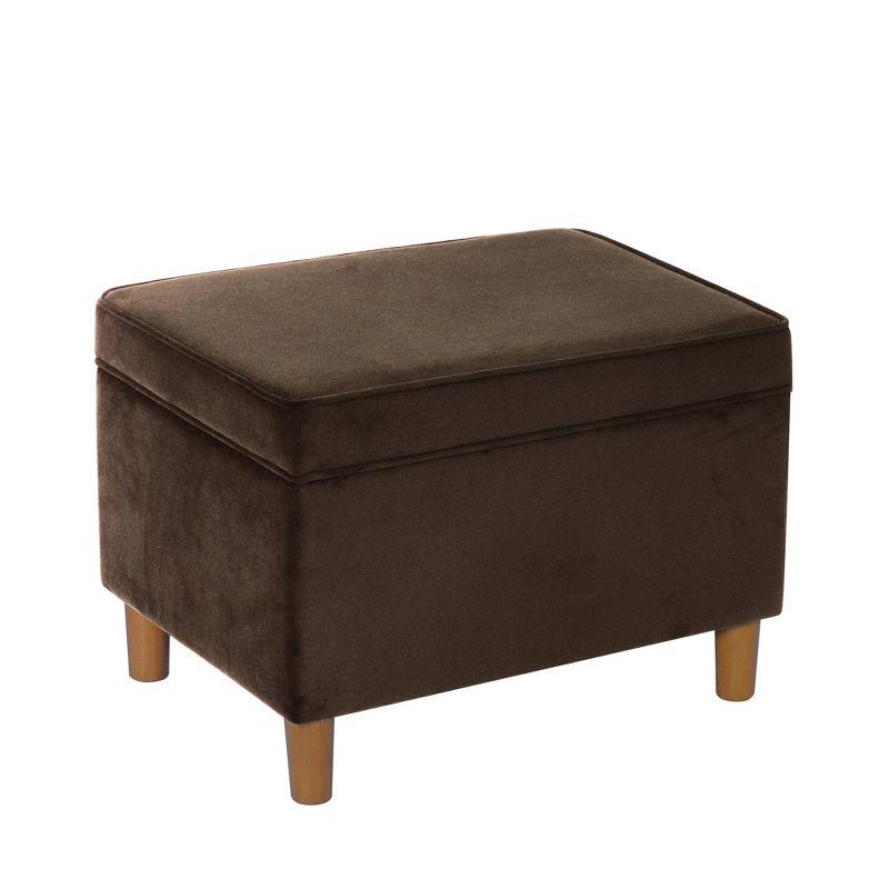 24" Dinah Storage Ottoman Chocolate Brown - HomePop: Velvet Upholstered, Honey Oak Wood Legs, Safety Hinges