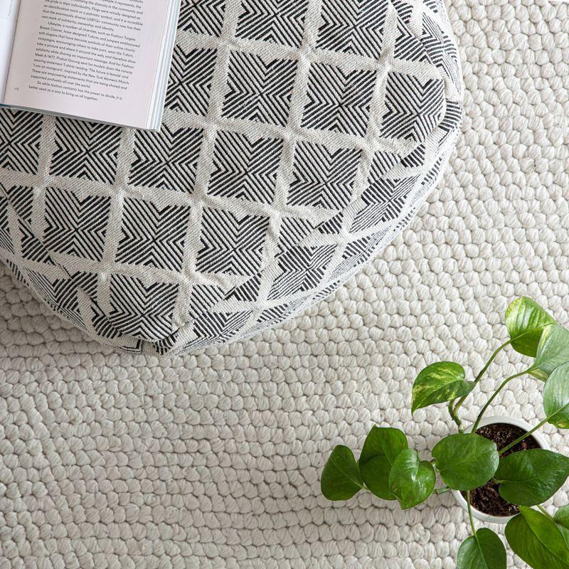 Carondelet Pouf Black/Ivory - Anji Mountain: Square Geometric Unupholstered, Fair Trade Certified