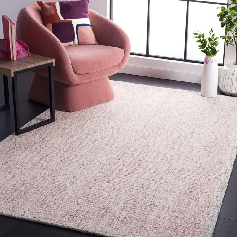 Pink and Ivory Abstract Hand-Tufted Wool Area Rug